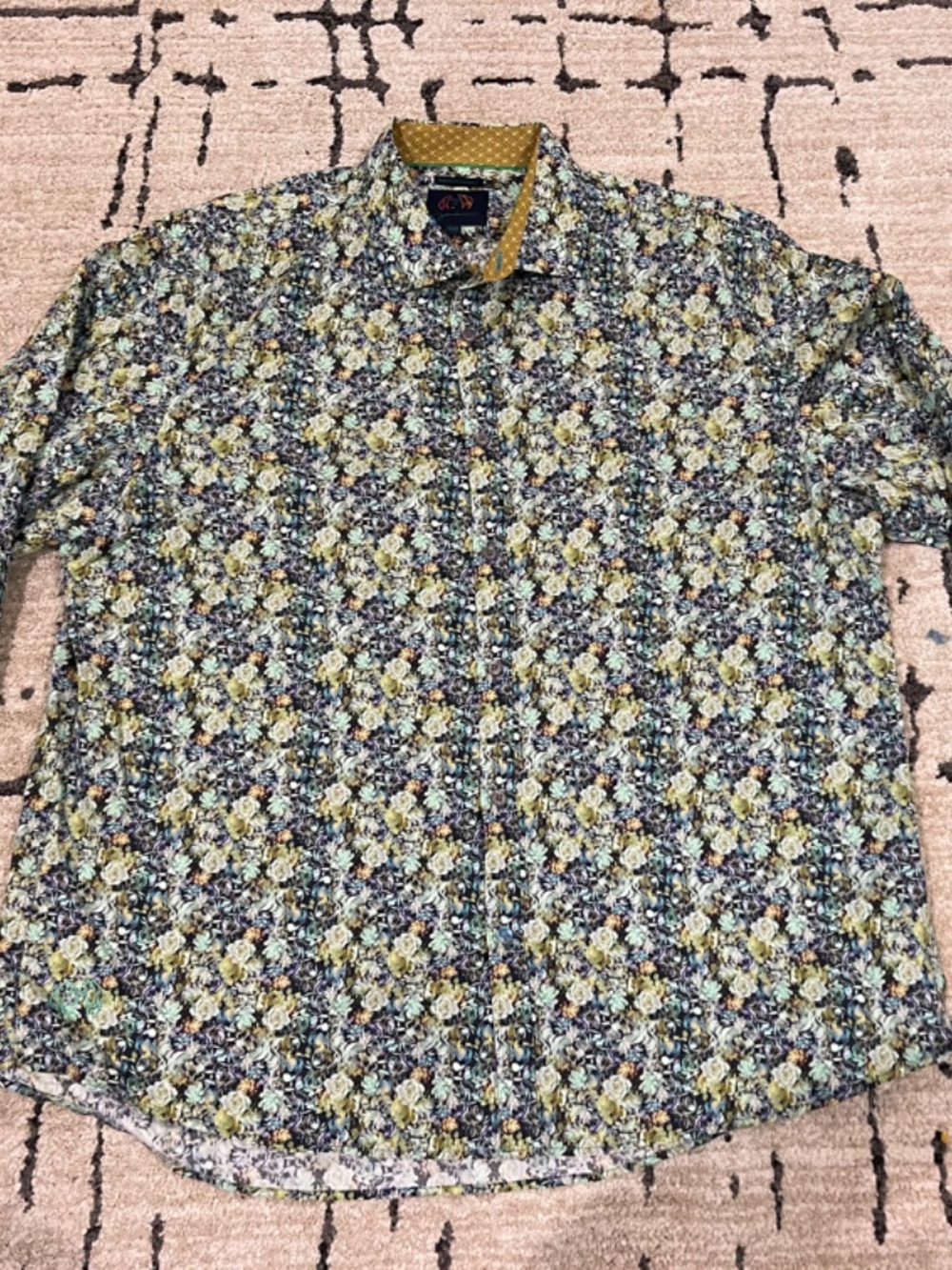 John Lennon Men's 2XL Floral Cotton Psychedelic Long Sleeve Button Down Shirt - Picture 4 of 12